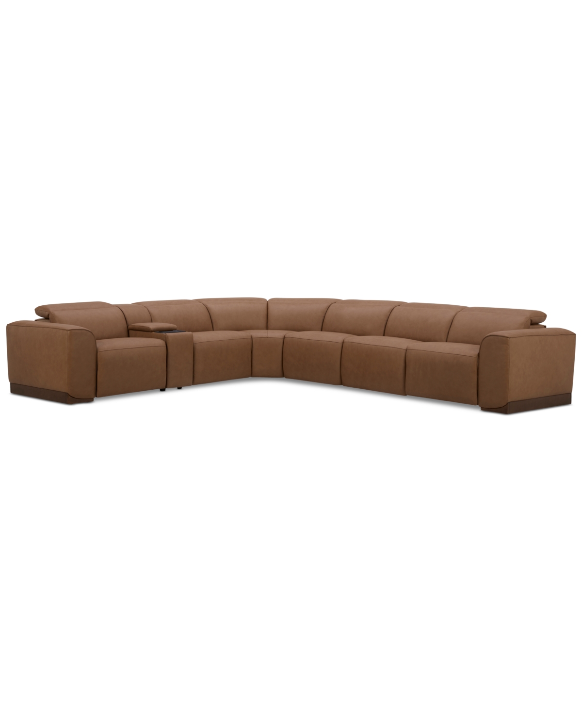 Lovro 7-Pc. Leather Sectional with 3 Power Motion Chairs & 1 Console, Created for Butternut
