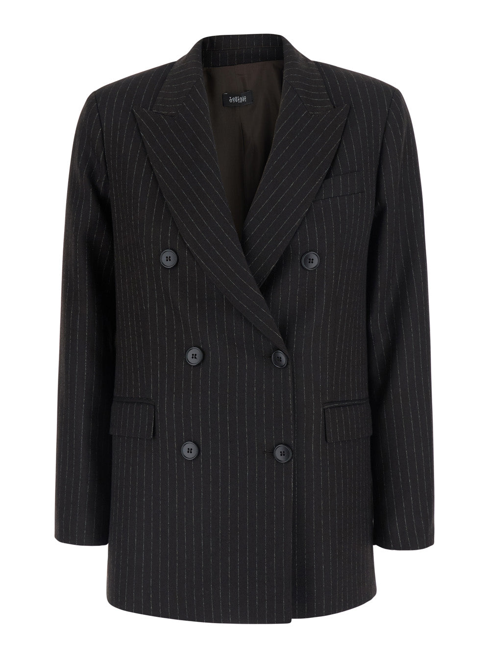 Pinstriped Tech Fabric Blazer — Brown