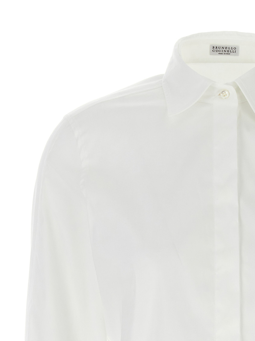 Monili-trim concealed-fastening shirt - White