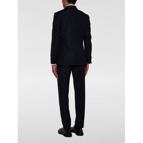 Double-breasted wool-blend suit - Blue