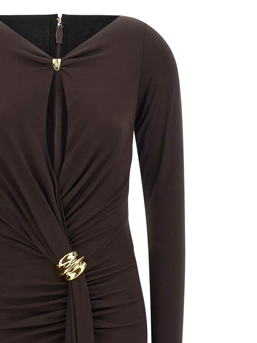 Elisabetta Franchi - jersey gown draped v neckline maxi