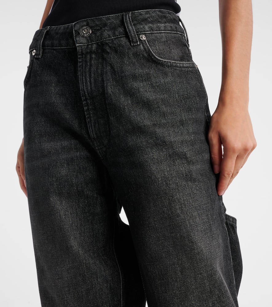 Cutout high-rise wide-leg jeans