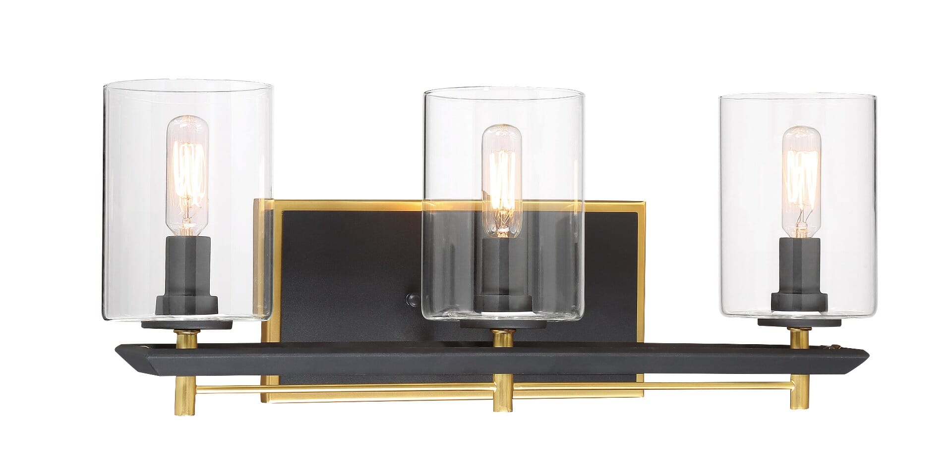 Metropolitan Sable Point 3-Light 20" Bathroom Vanity Light in Sand Black with Honey Gold Accent