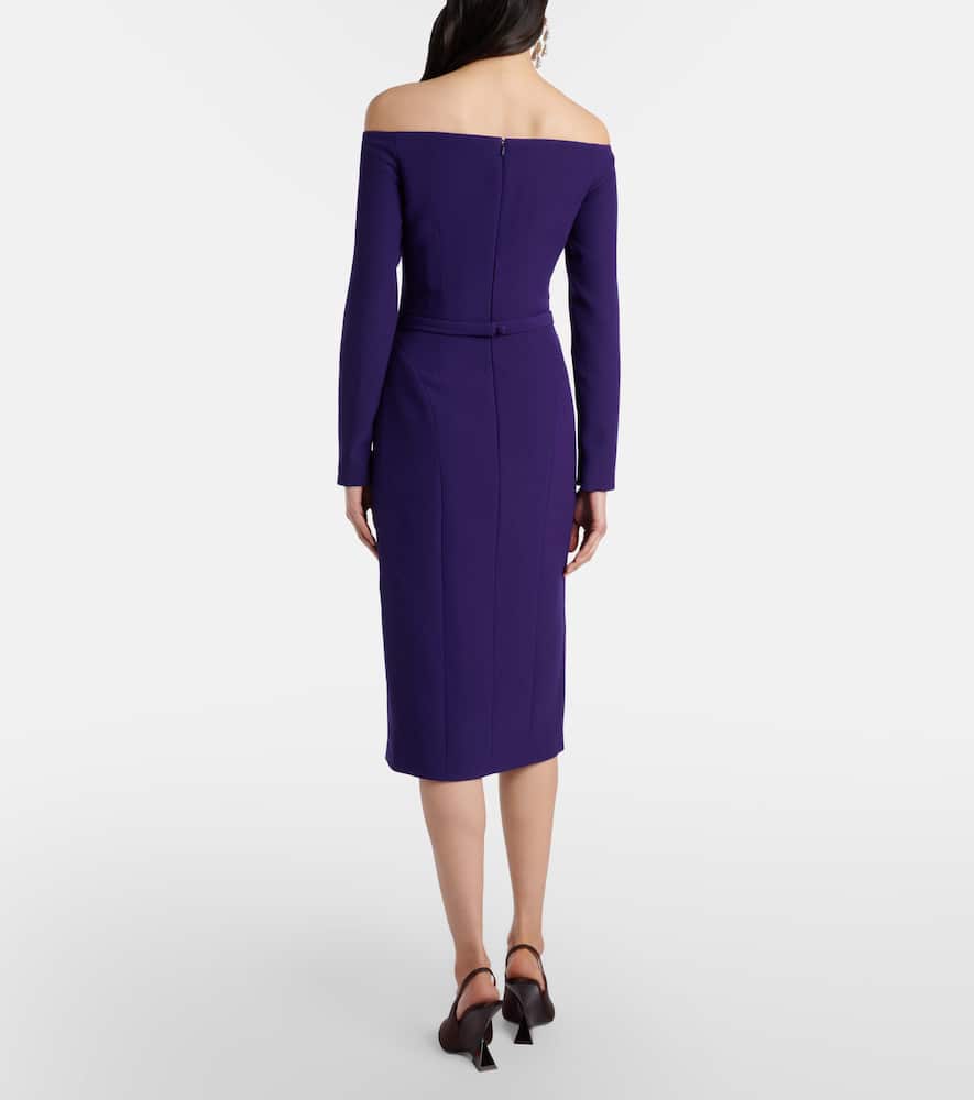 Jay floral-appliqué crêpe midi dress
