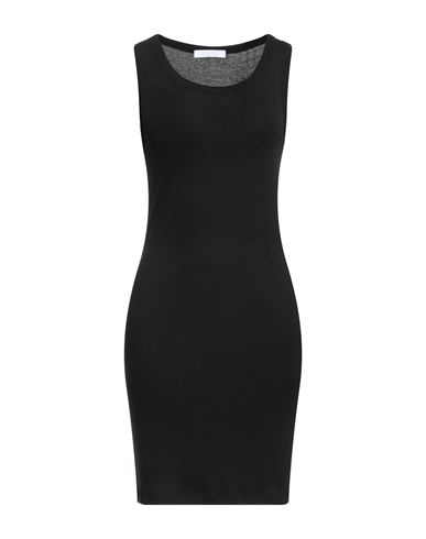 Woman Mini dress Black Size L Pima Cotton, Modal