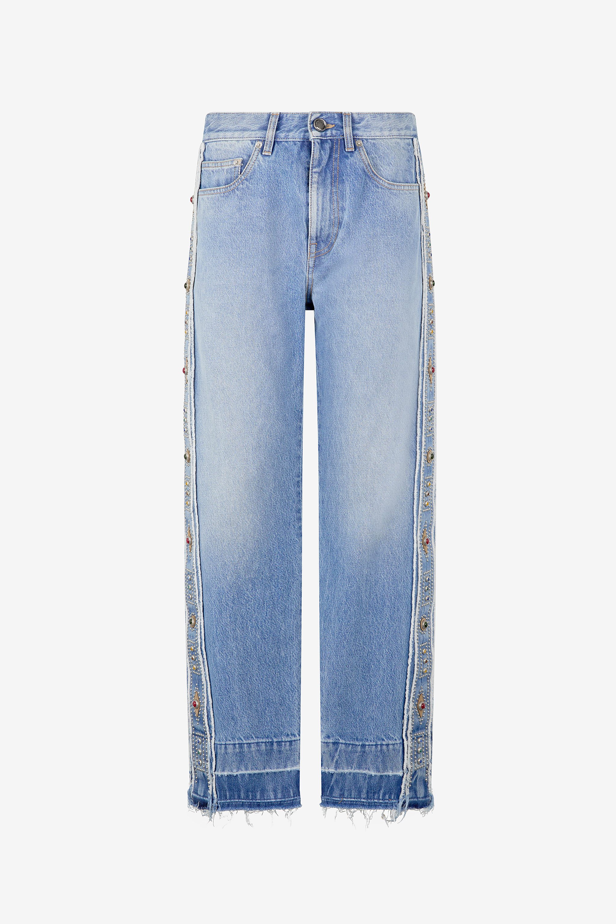 Jeans With Stud And Stone Pattern