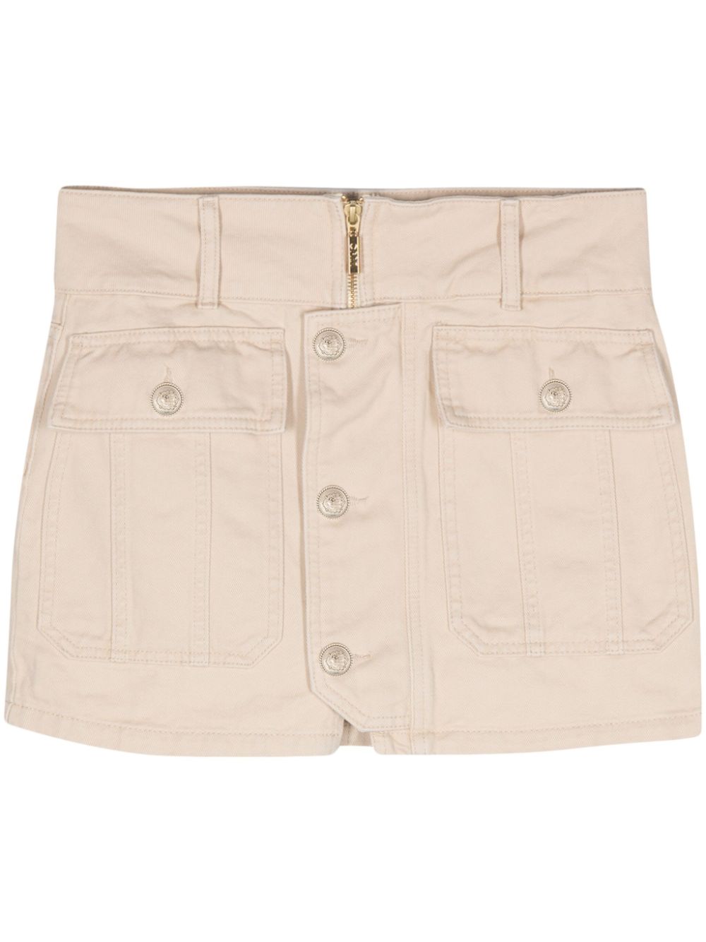Panelled denim mini skirt - Neutrals