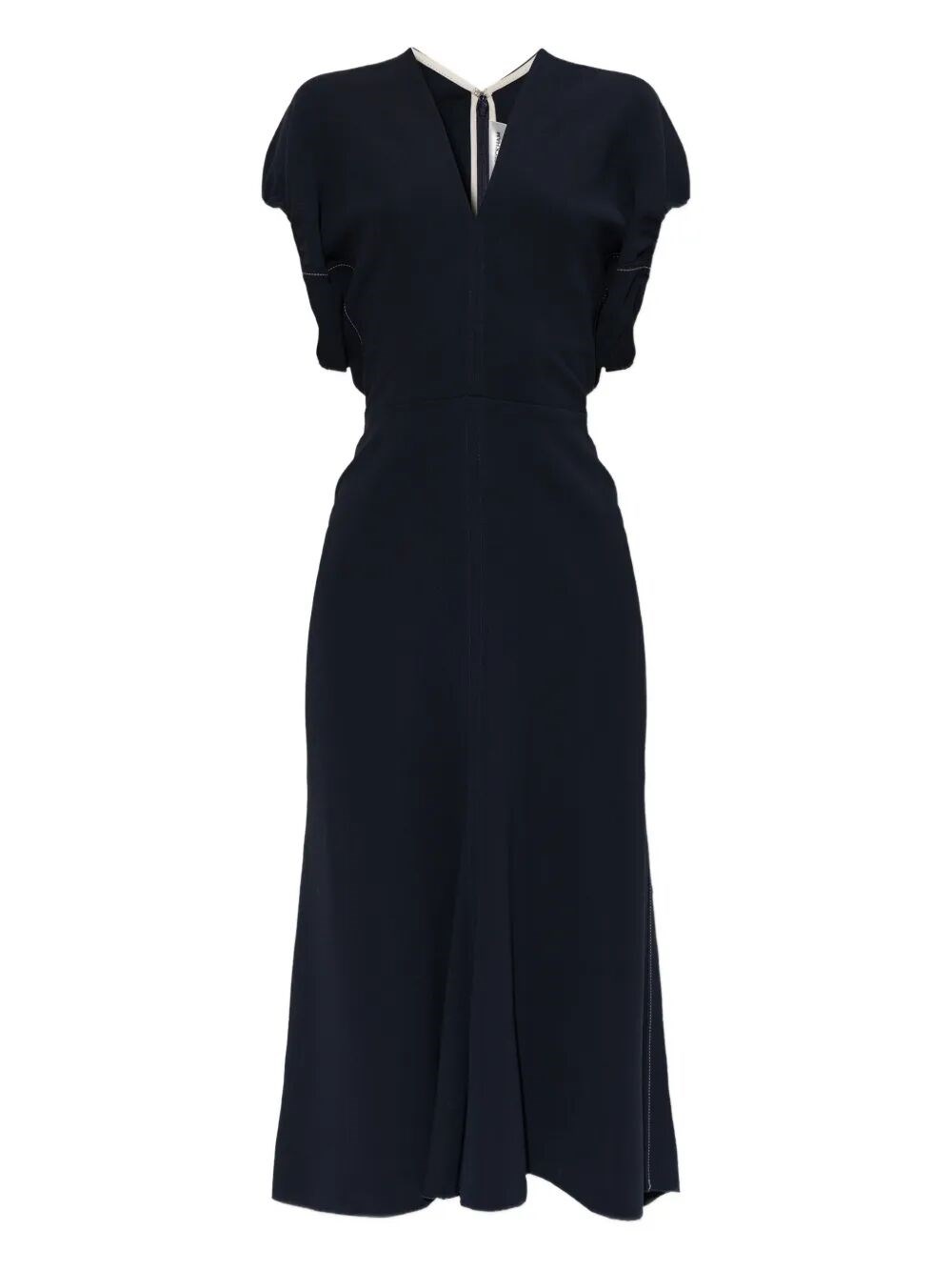 Blouson Detail V-Neck Midi Dress