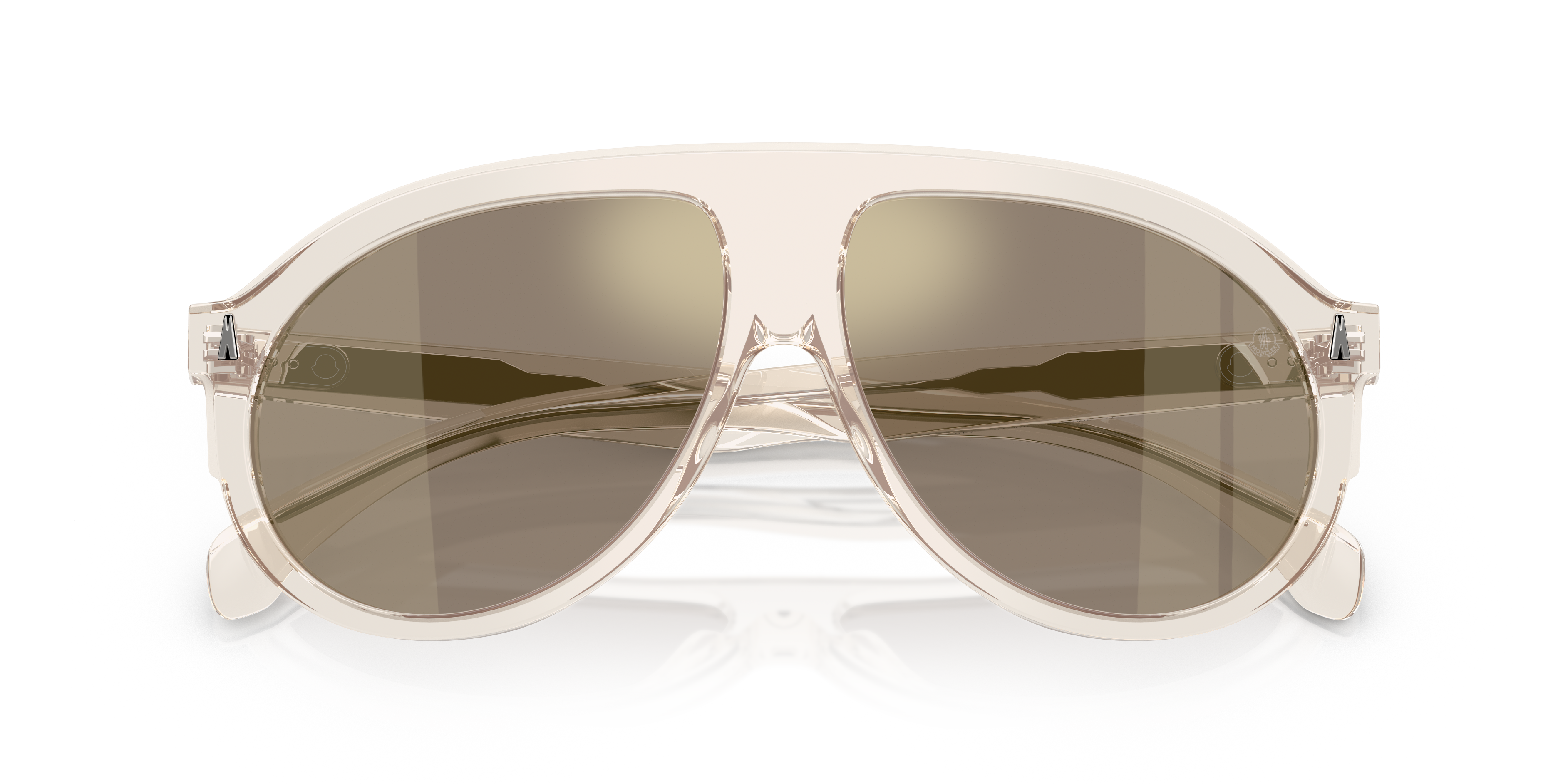 Moncler Unisex Moncler ME6001 FHAITE 30035A Sunglasses Acetate White Brown Pilot Mirror