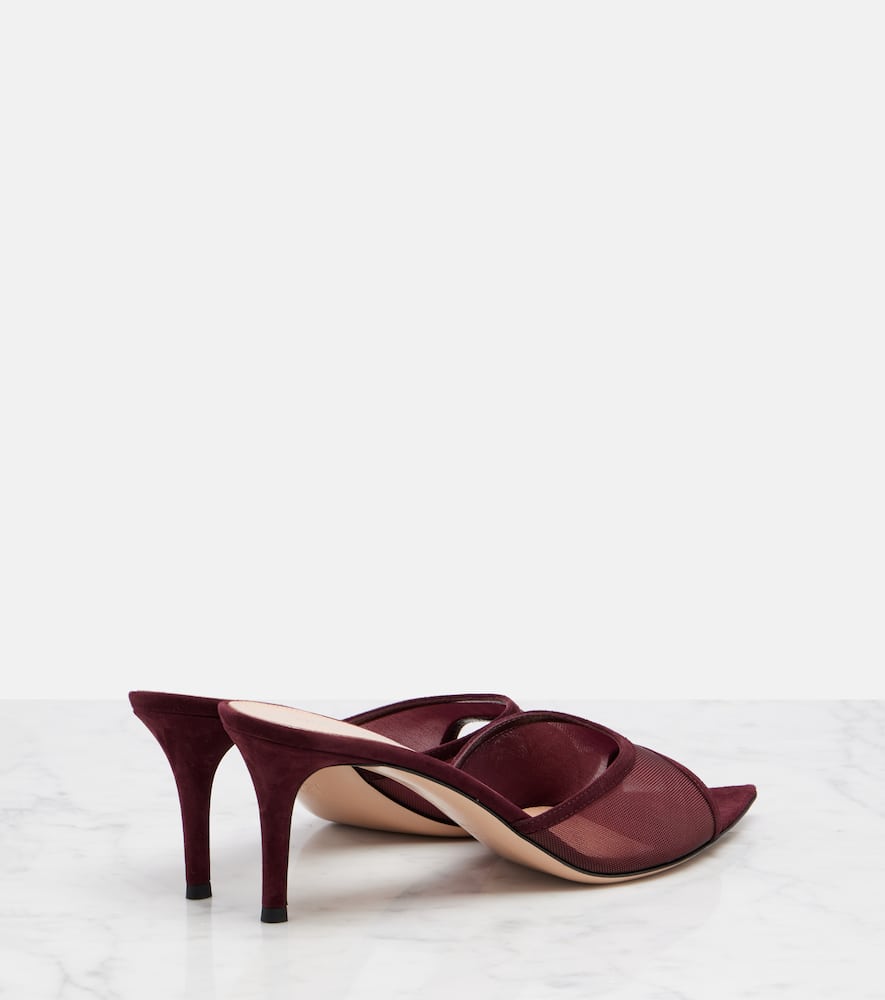 Gianvito Rossi Pointy 70 suede and organza mules
