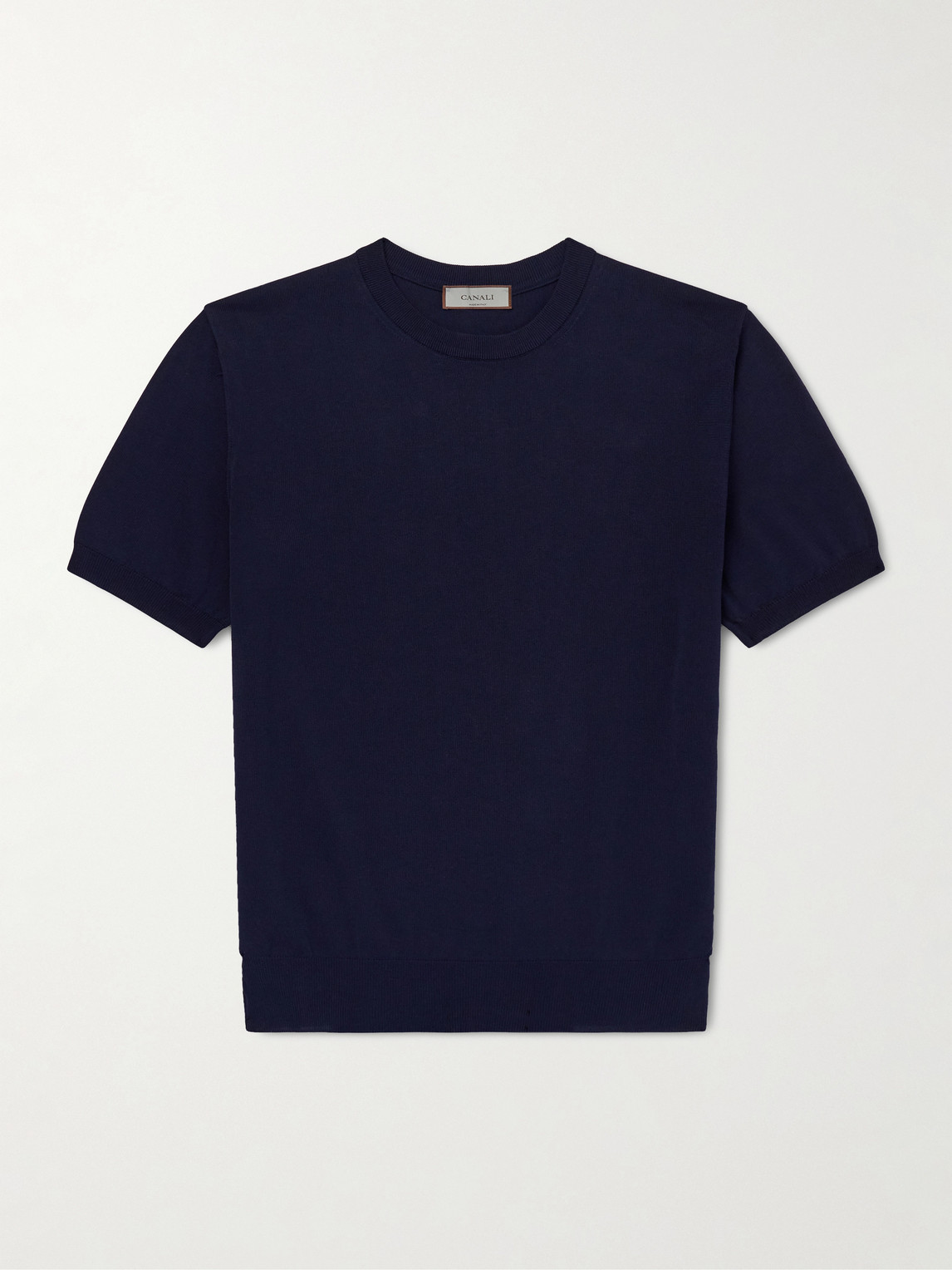 Knitted Cotton T-Shirt - Men - Blue