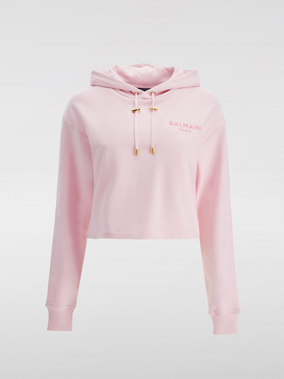Flocked-logo cotton hoodie - Pink