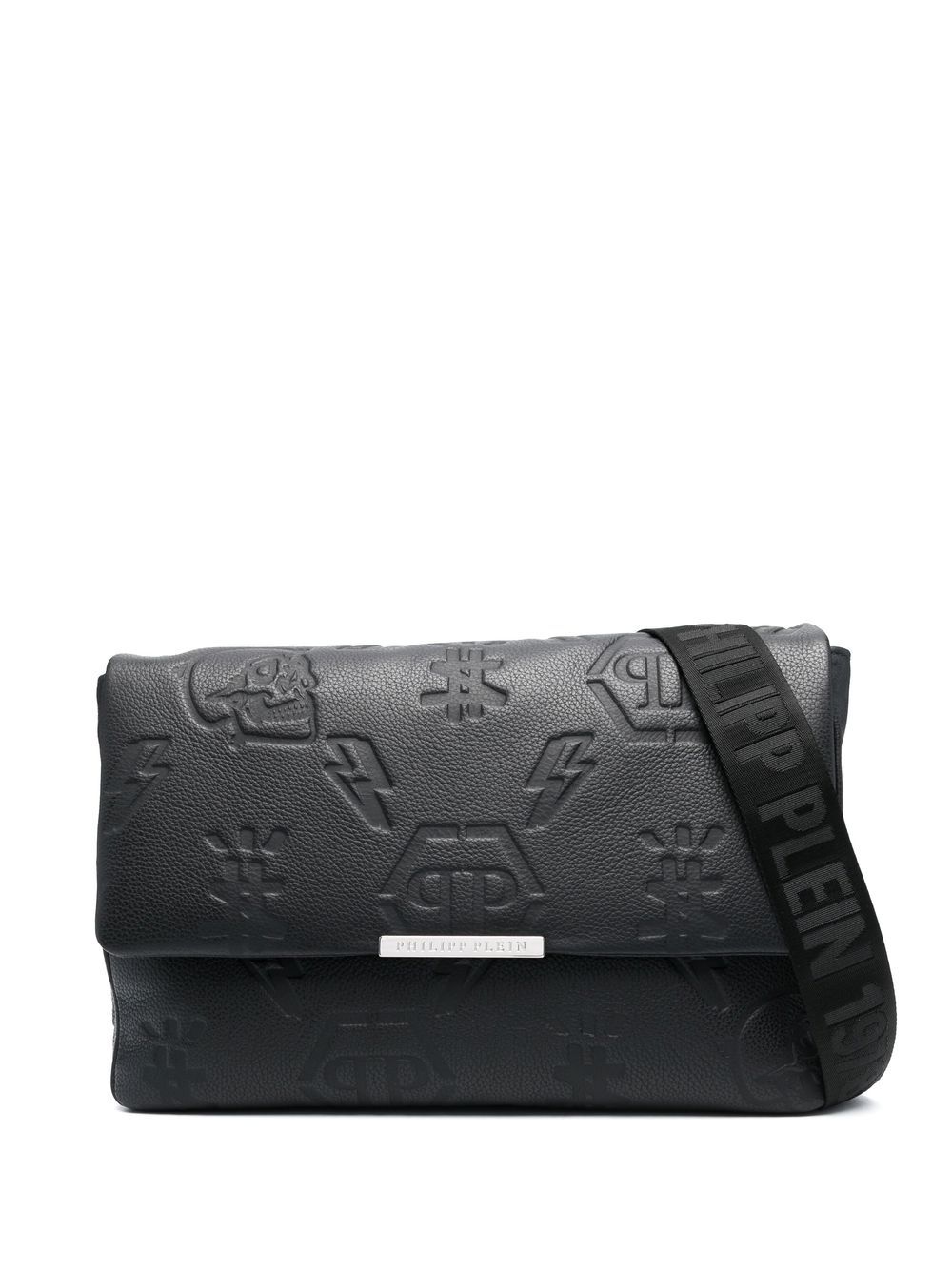 Monogram leather shoulder bag - Black