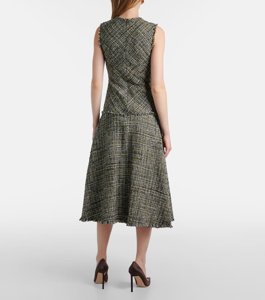 Draped tweed midi dress