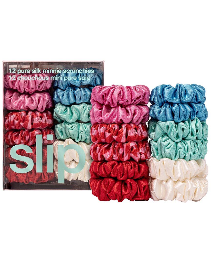 Pure Silk Set Of 12 Minnie Scrunchies - Sundown