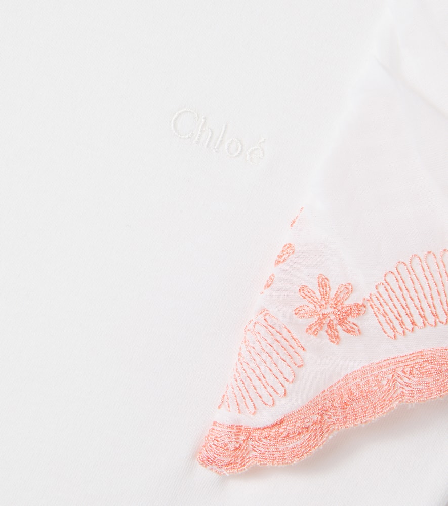 Chloé Kids Embroidered cotton T-shirt