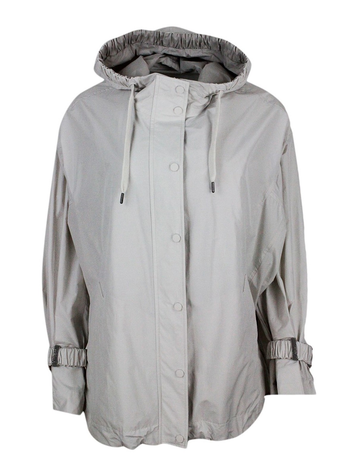 Drawstring-hood zip-fastening jacket - Grey