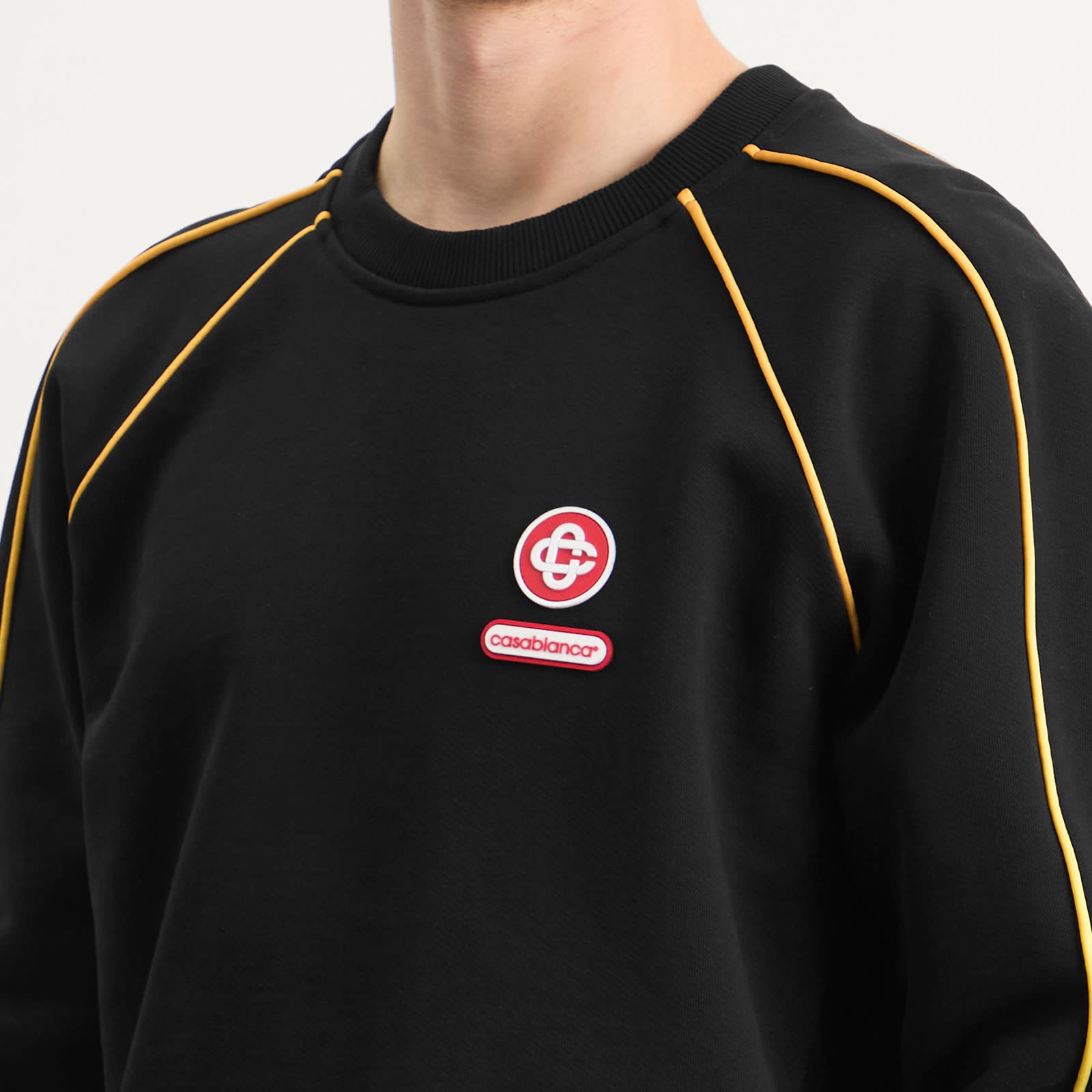 Men's Black Loopback Gradient Piping Raglan Sweatshirt
