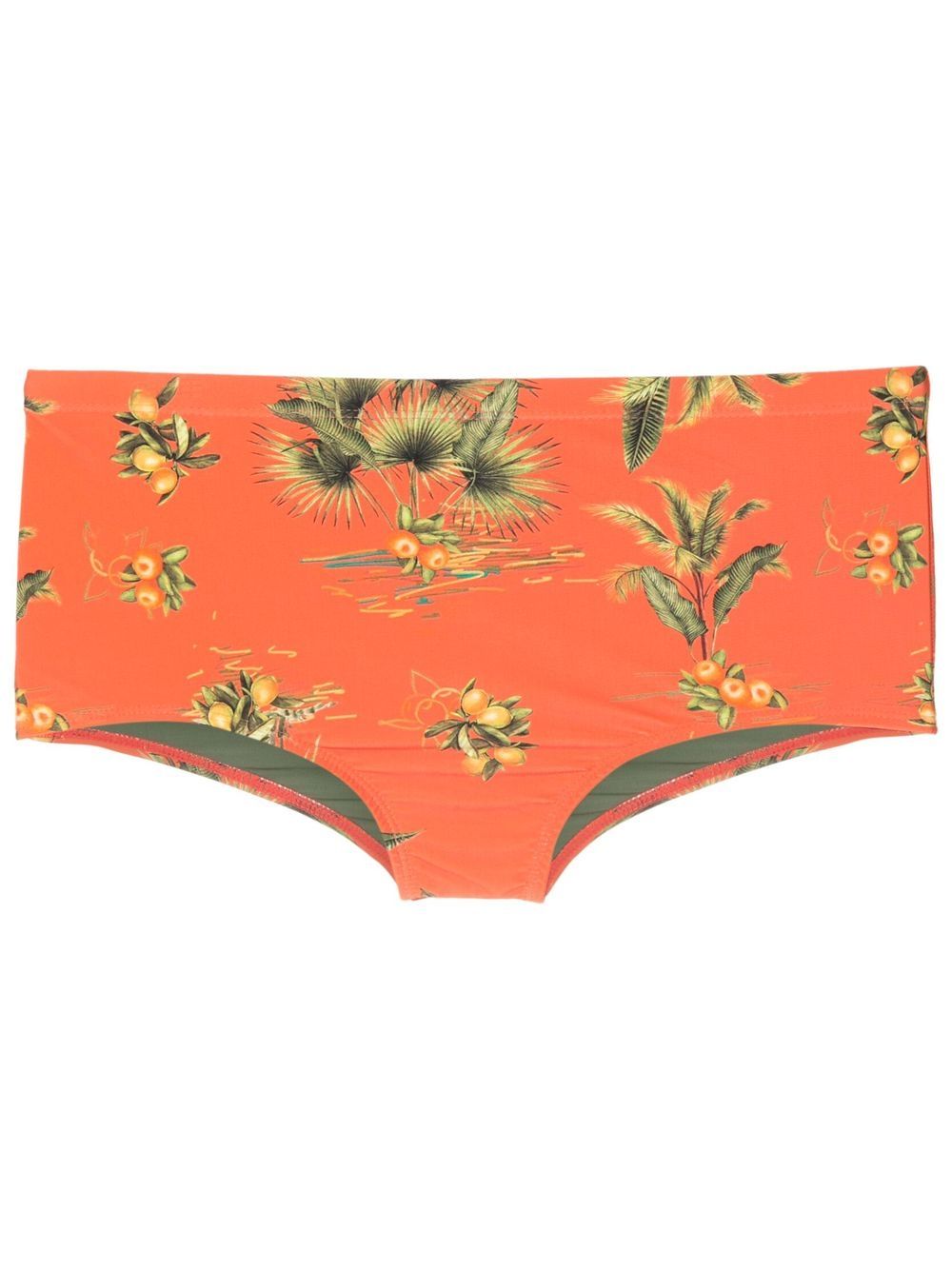 Leaf-print swimming trunks - Orange