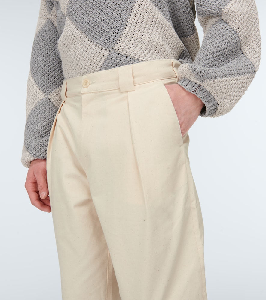 Embroidered straight cotton pants