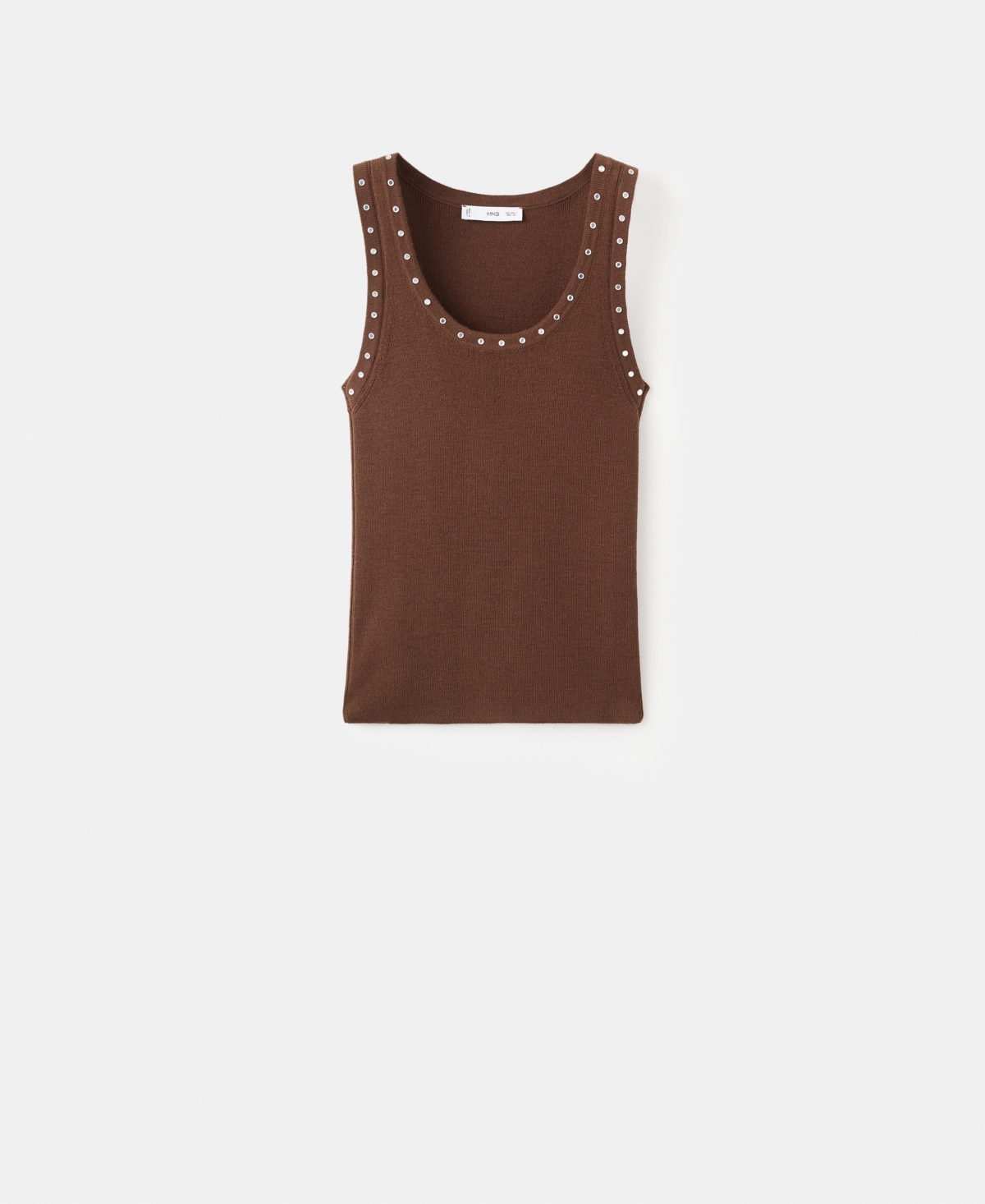 Women's Knitted Studs Top - Brown