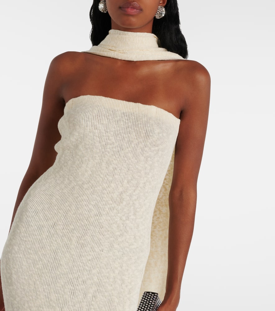 Scarf-detail linen and cotton maxi dress
