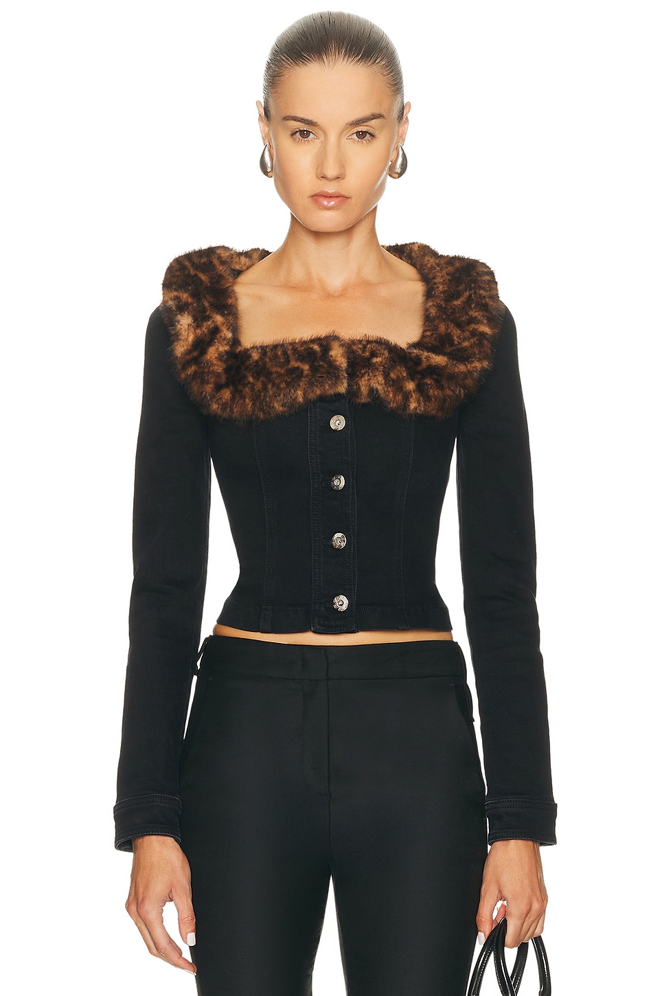 Blumarine Denim Jacket in Black - Black. 38 also in