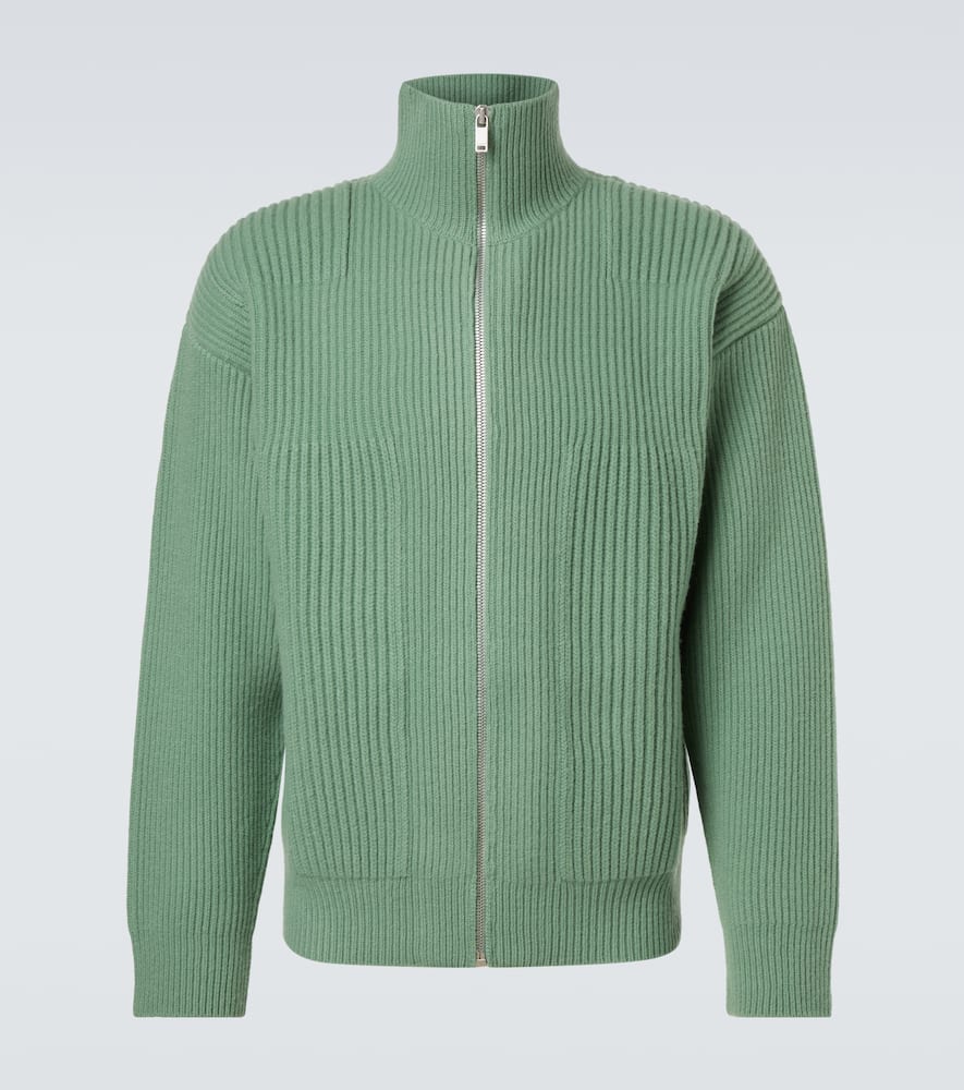 Wool zip-up cardigan