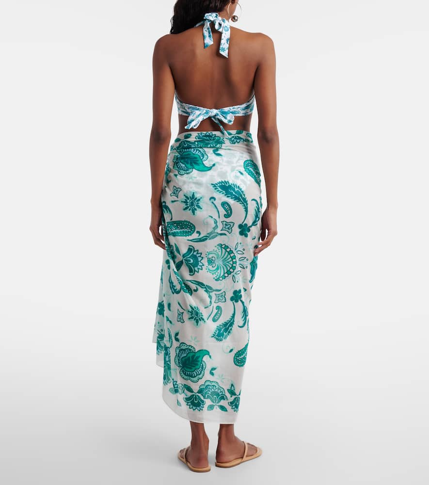 Kos paisley cotton and silk beach cover-up