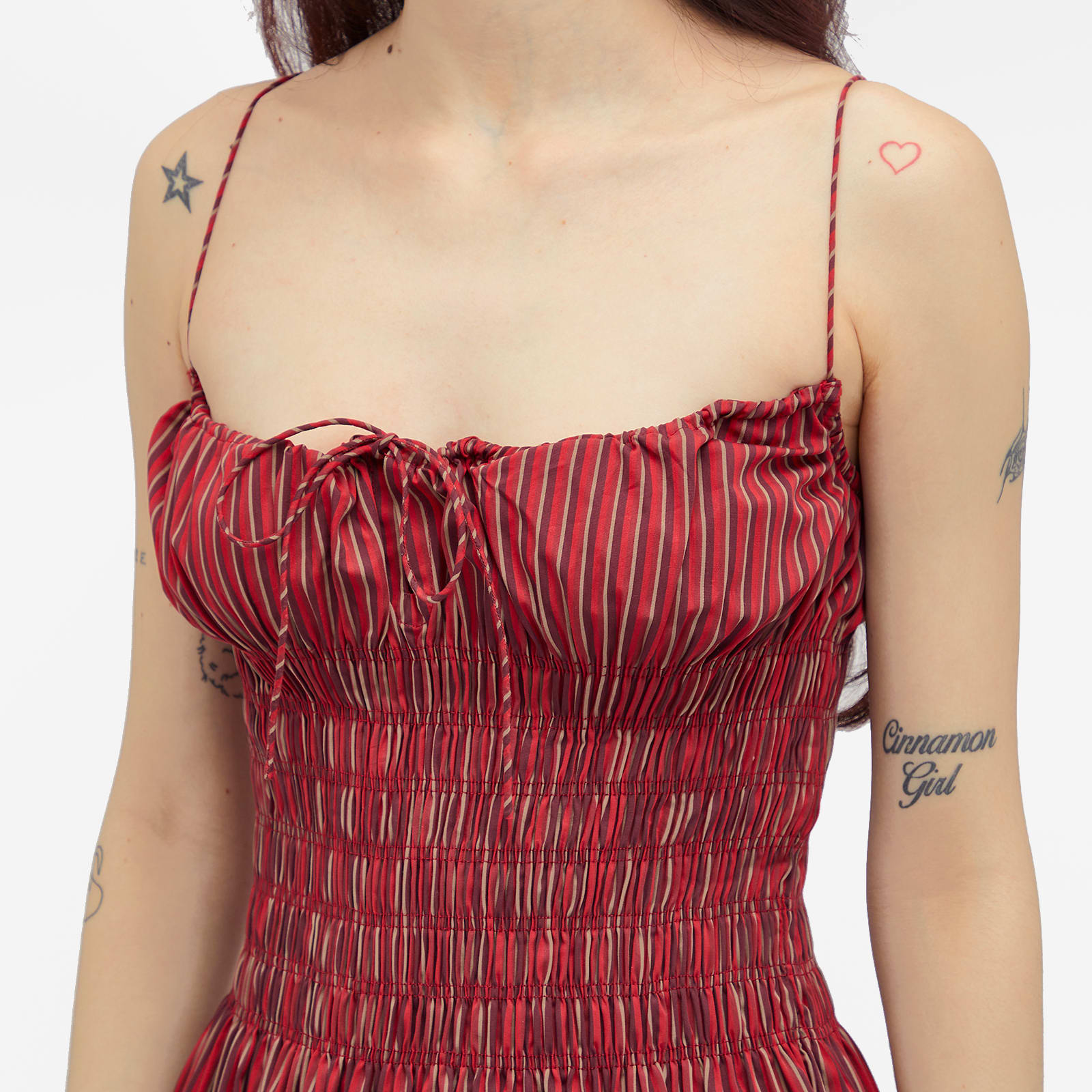 Women's Aya String Midi Dress in Wine Stripe