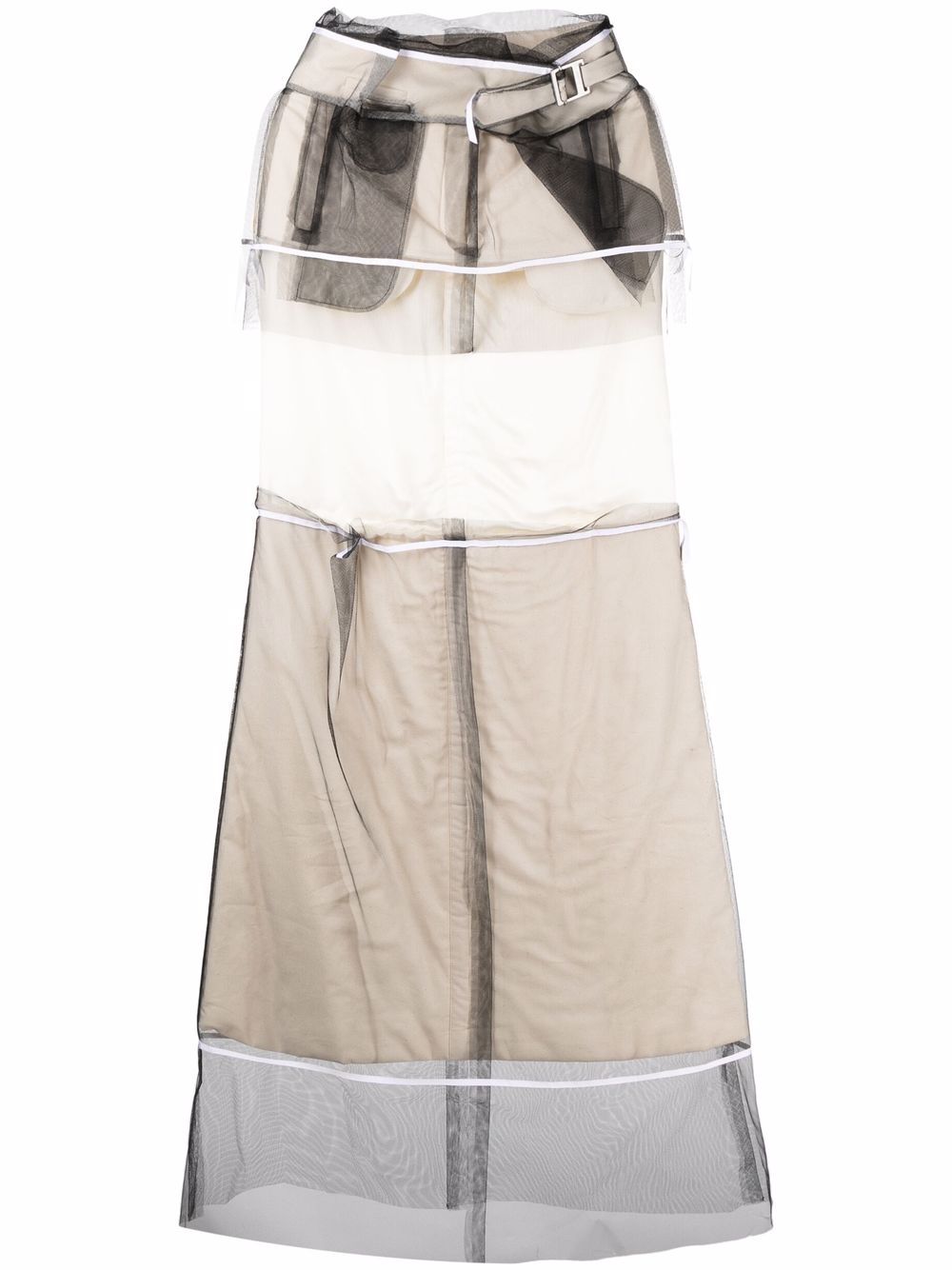 Patchwork layered dress - Neutrals