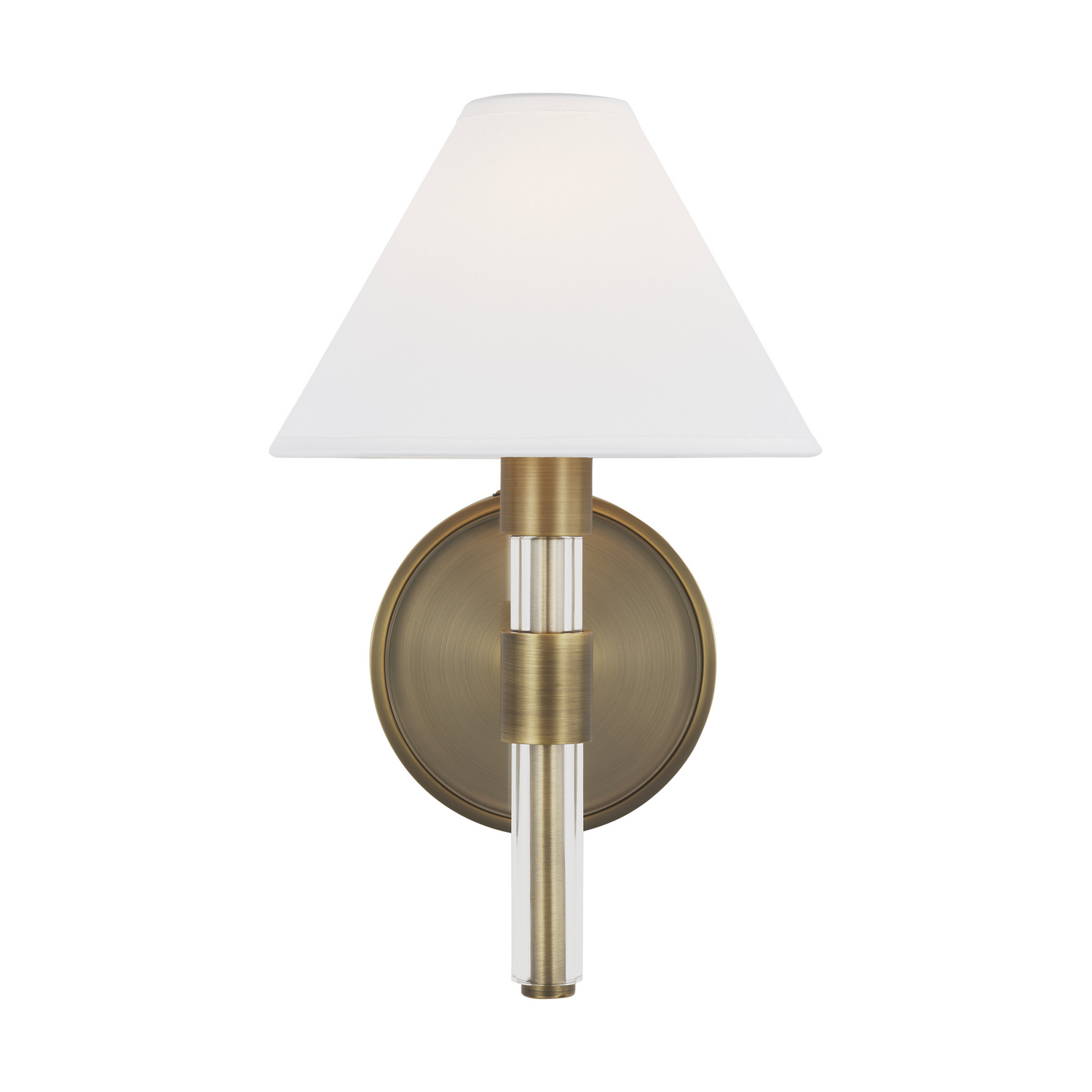 Visual Comfort Studio Robert Bathroom Vanity Light in Time Worn Brass And Clear Acrylic by Ralph Lauren