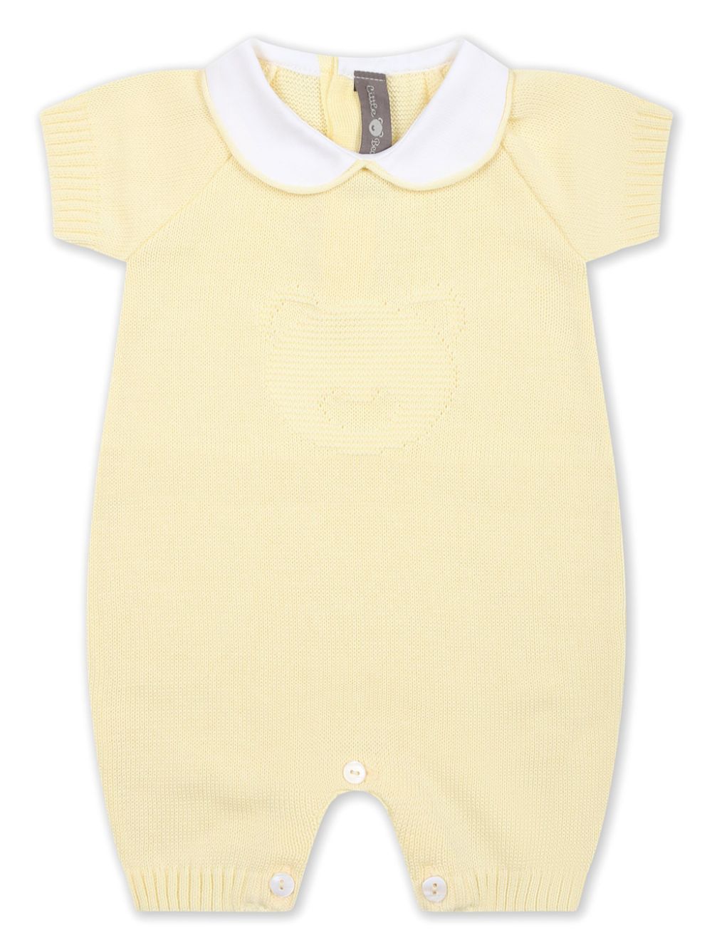 Bear-embroidered cotton romper - Yellow