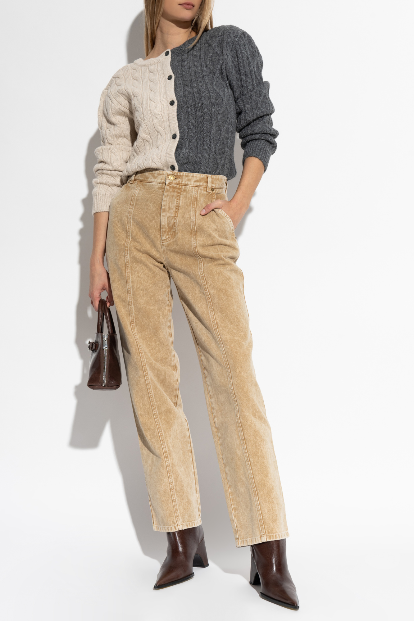 High-waisted Jeans, Women's, Beige
