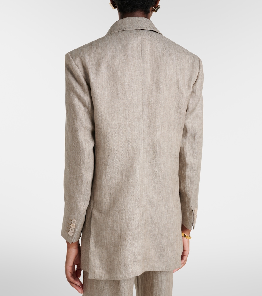 Olimpia double-breasted herringbone linen blazer