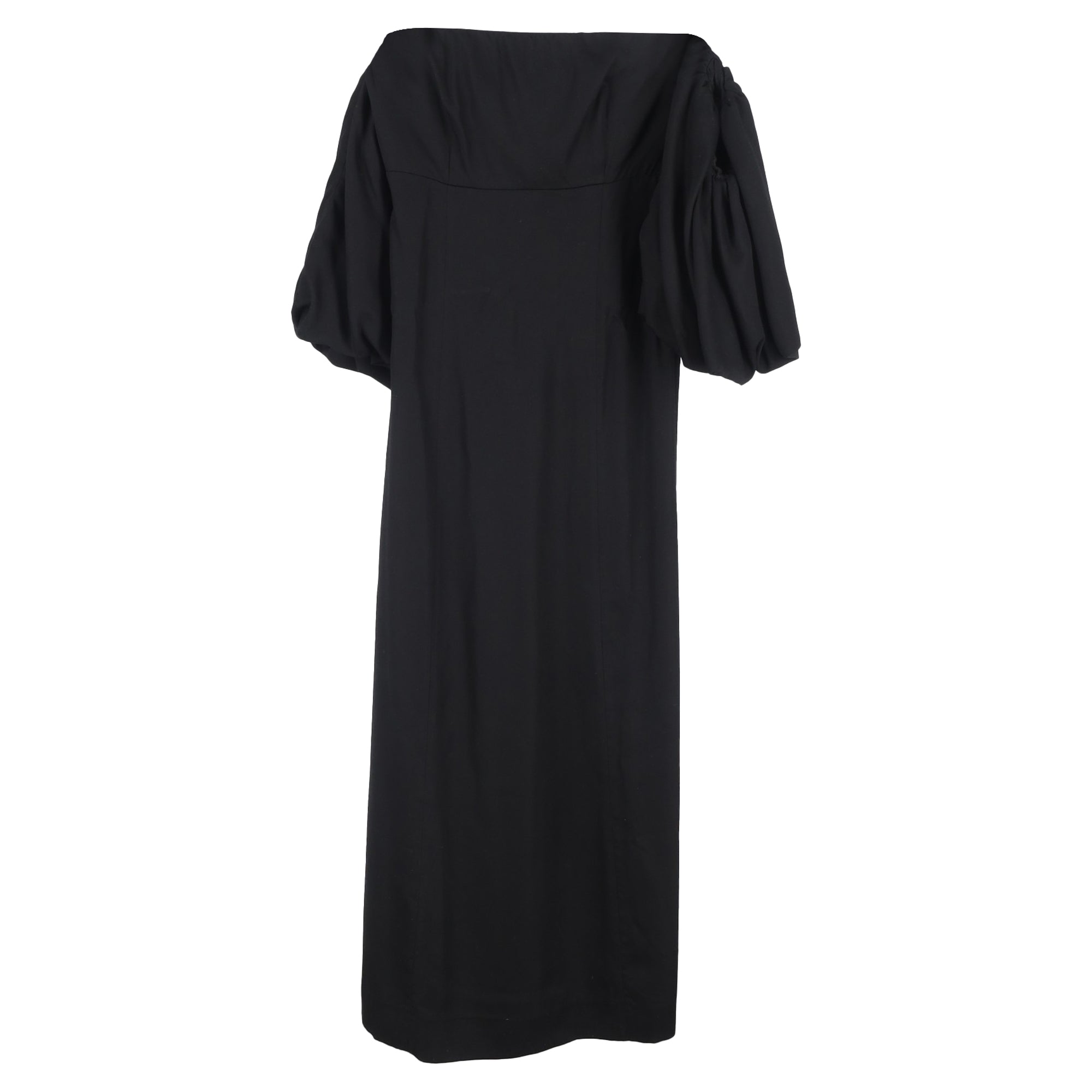 Off Shoulder Midi Dress in Black Polyester