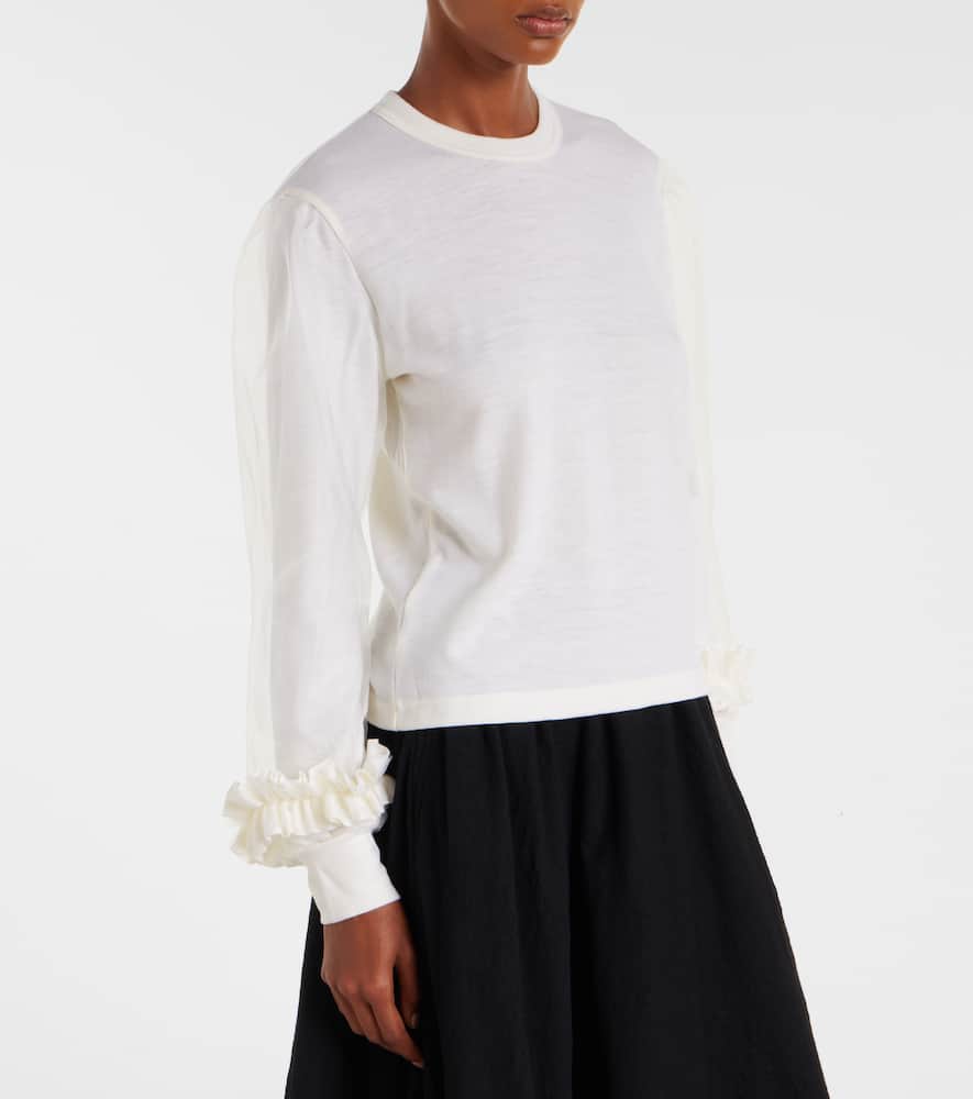 Tulle-trimmed wool sweater