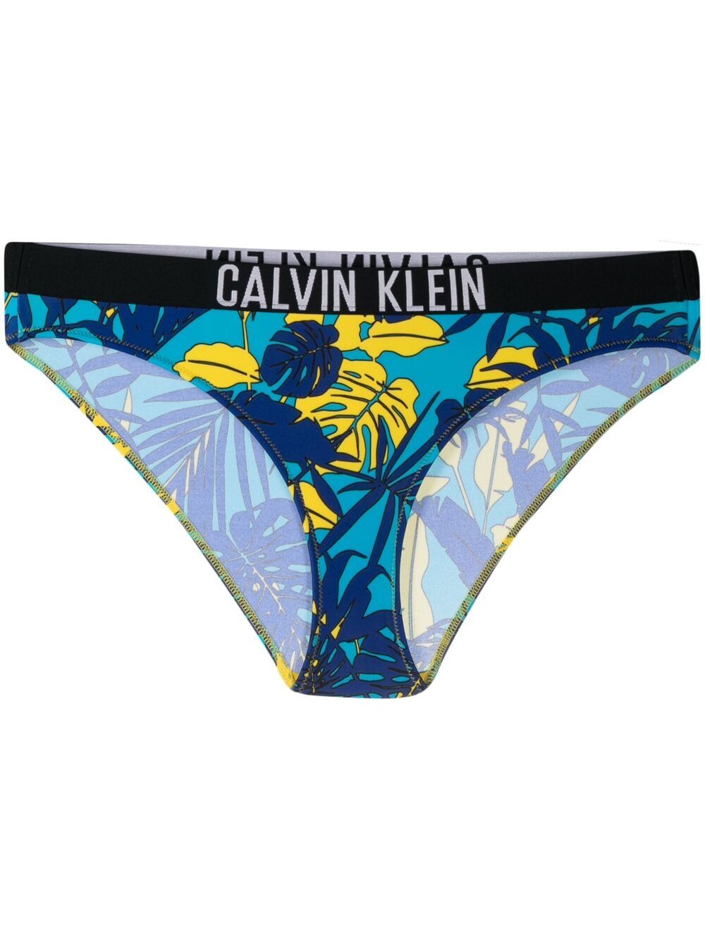 Tropical-print bikini bottoms - Blue