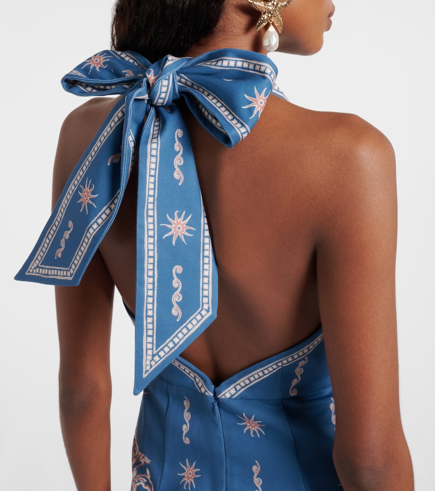 Alémais Acacia printed halterneck cotton minidress