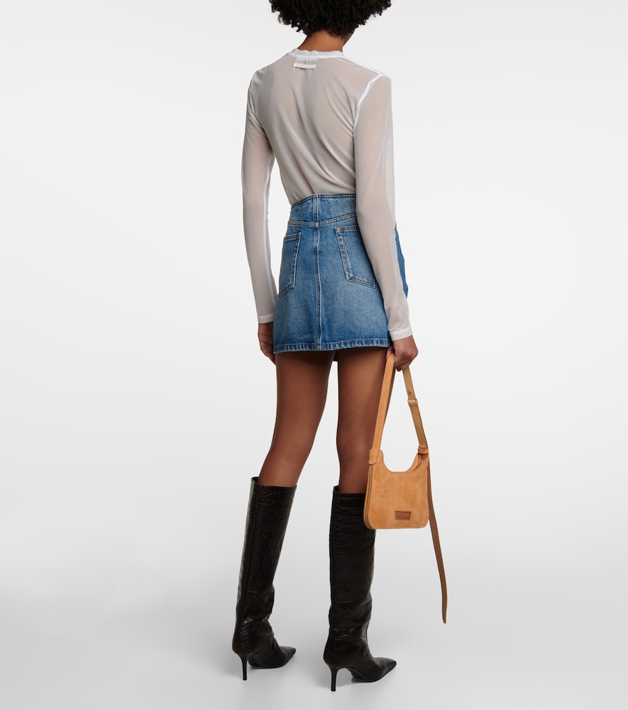 Cut-out denim miniskirt