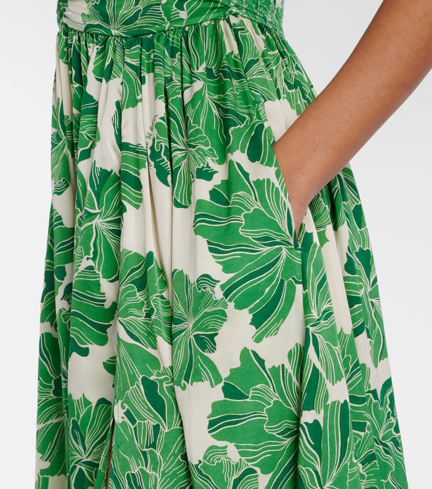 Avril floral halterneck satin maxi dress