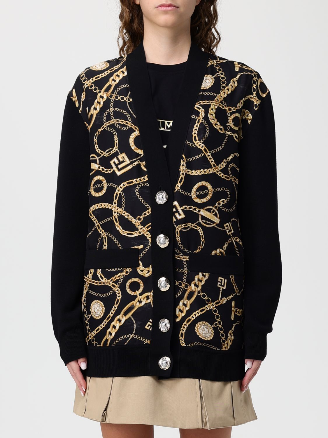 Chain-print cardigan - Black