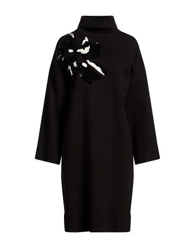 Woman Midi dress Black Size 12 Polyester, Acrylic, Viscose, Nylon