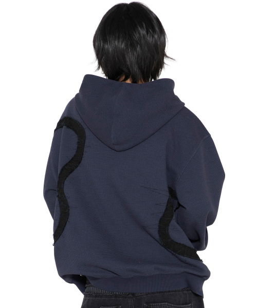 XTT151 Flow Applique Waffle Hoodie Zip-Up