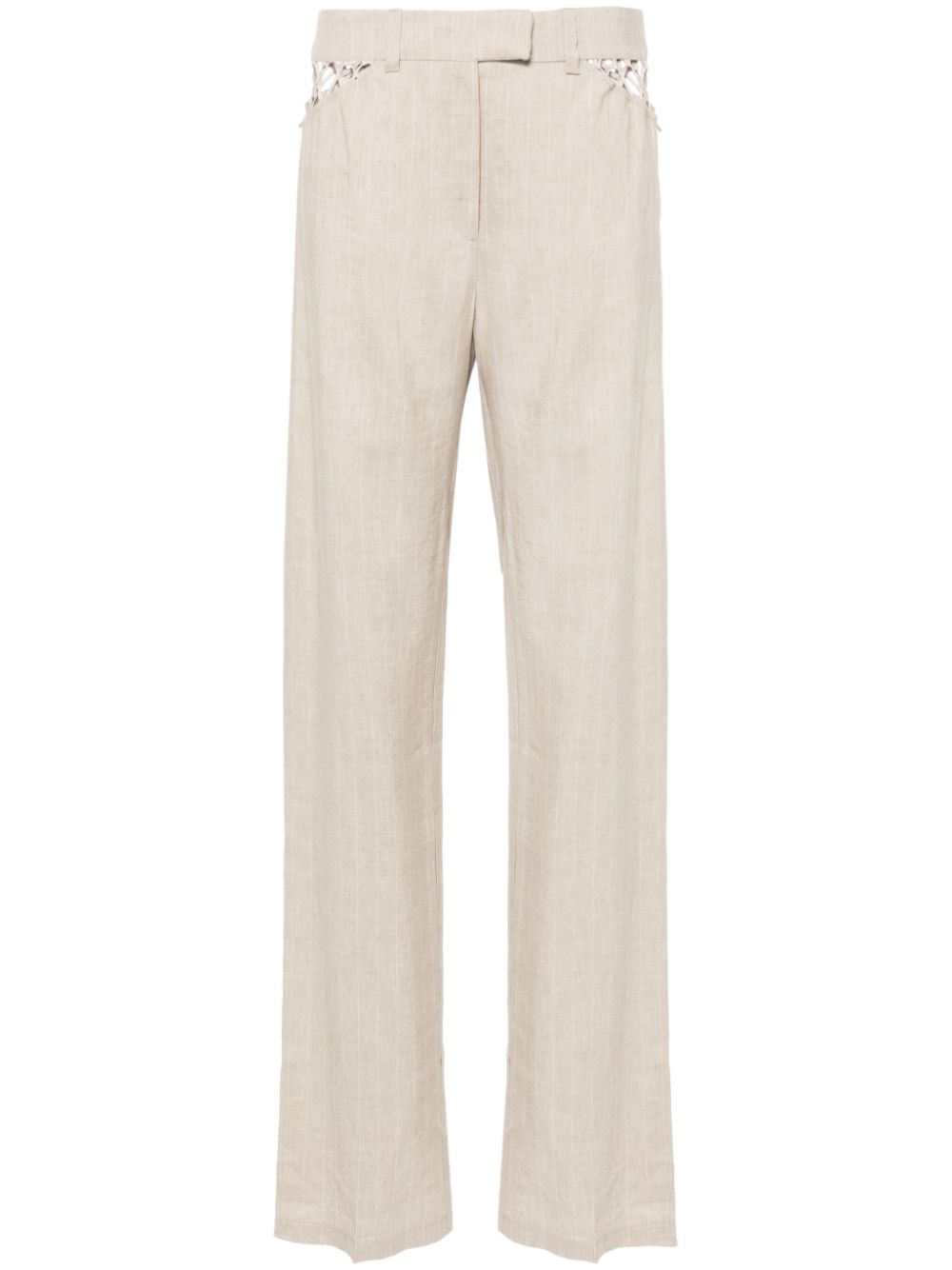 Pinstriped tapered trousers - Neutrals