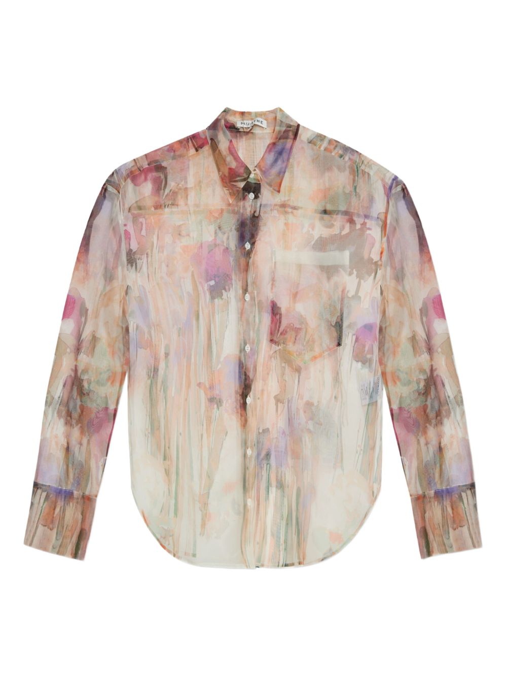 Floral-print silk shirt - Neutrals