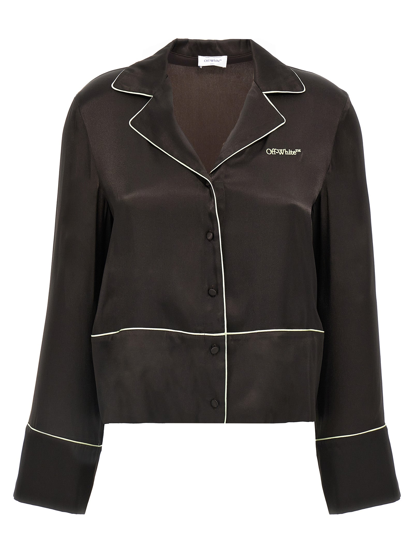 Acetate & Silk Pajama-Style Blouse — Black