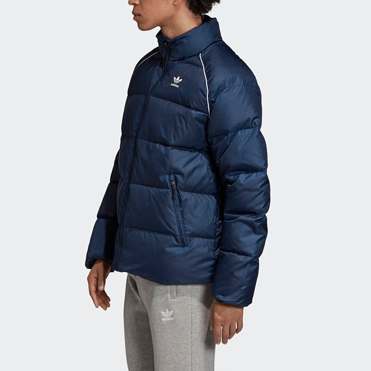 Originals Adicol Jacket 1 Stay Warm Solid Color raglan sleeve Stand Collar Down Jacket Navy Blue