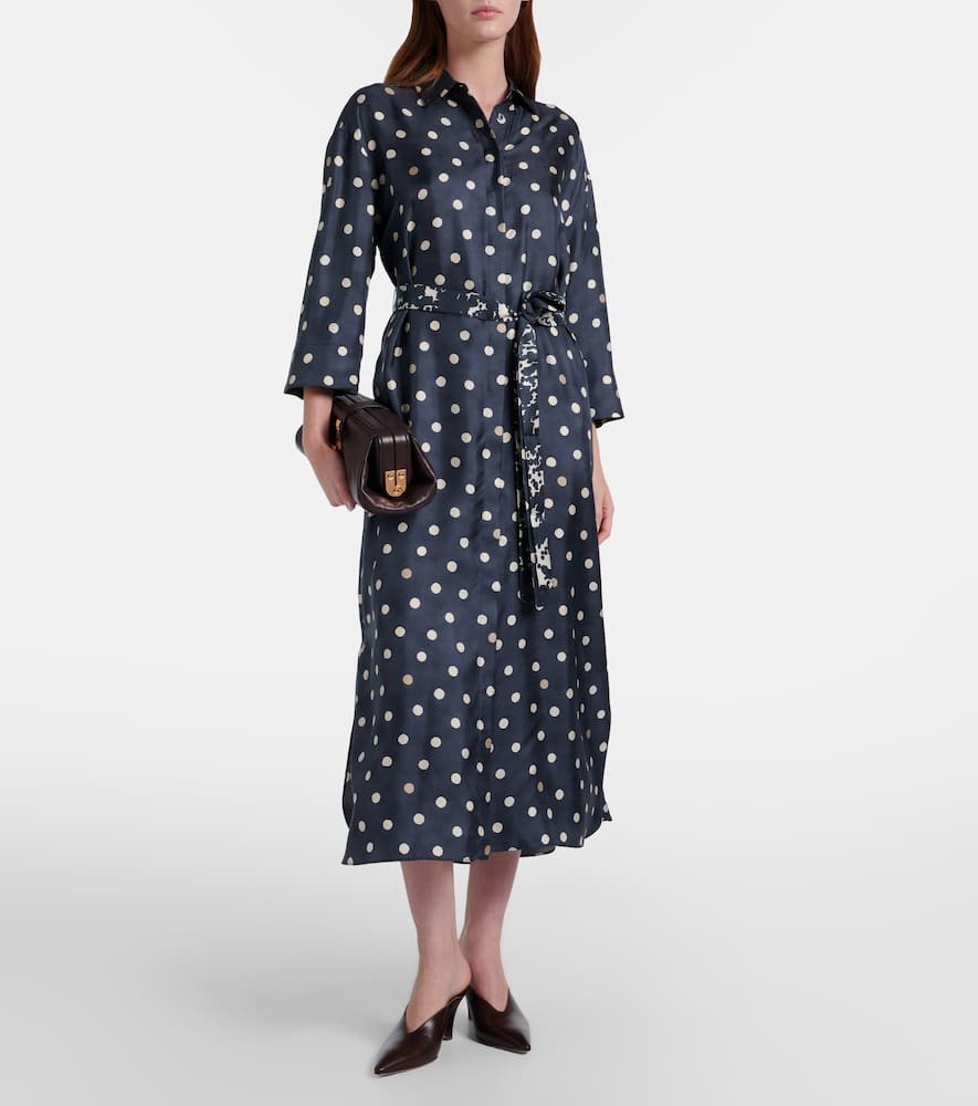 Leva polka-dot silk twill shirt dress