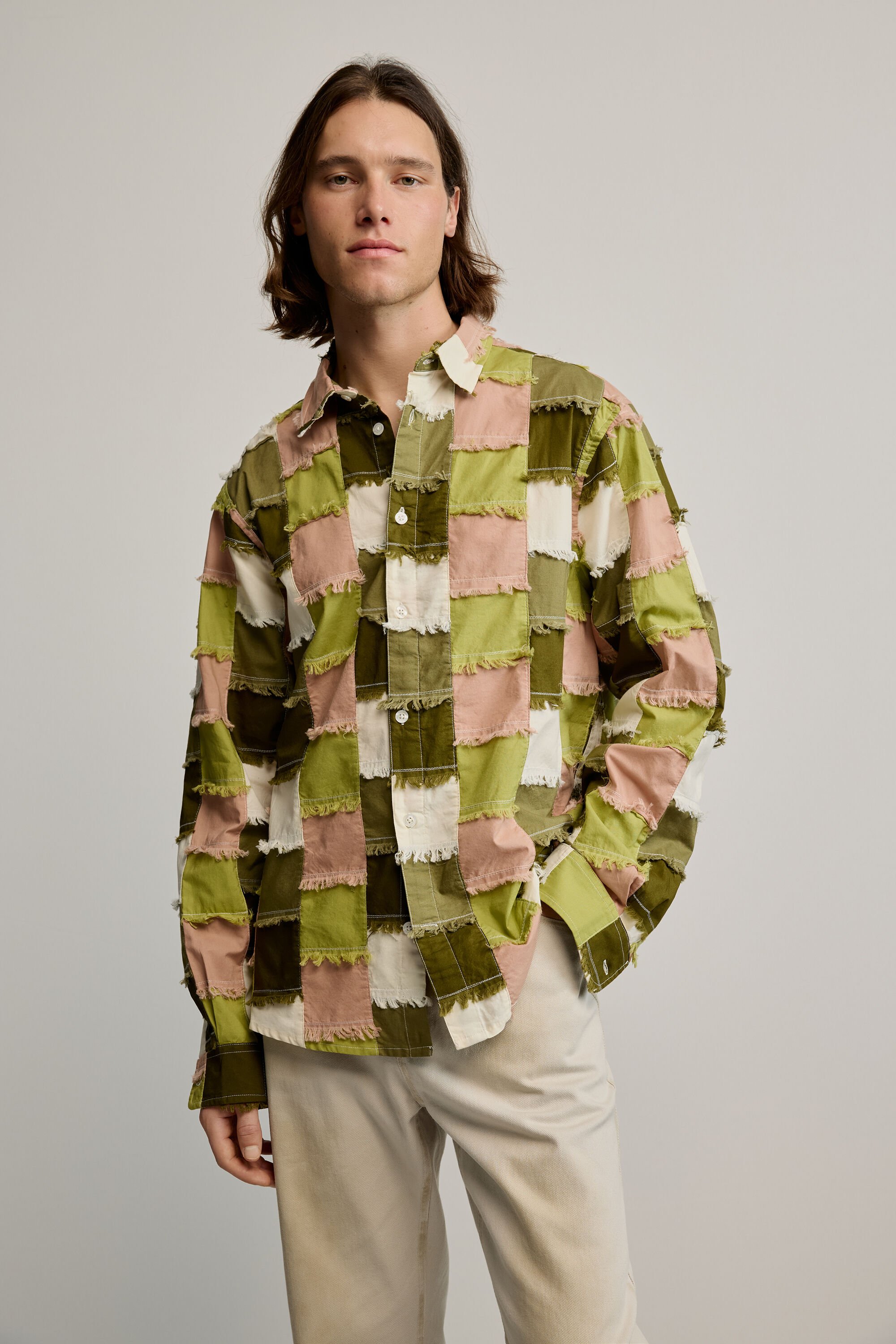 Patchwork checkered shirt